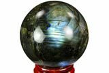 Flashy, Polished Labradorite Sphere - Great Color Play #105735-1